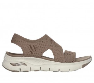 Beige Skechers Arch Fit - Brightest Day Women's Sandals | ZQNG-92160