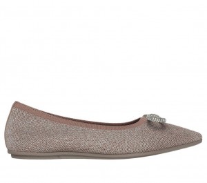 Beige Skechers Cleo Point - Glitzy Haze Women's Flats | IRGT-45317