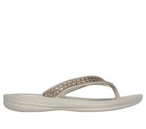 Beige Skechers Foamies: Glitzy Women's Sandals | PAEO-04925