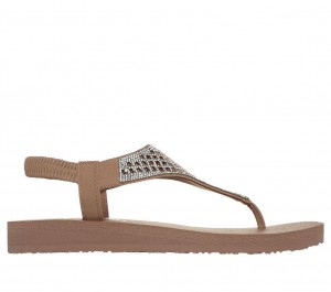 Beige Skechers Meditation - Rockstar Women's Sandals | GJXA-83427