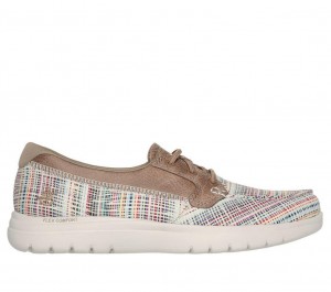 Beige Skechers On The Go Flex - Palmera Women's Boat Shoes | TWVL-07239