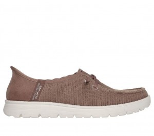 Beige Skechers Slip-ins Rf: Venice - Coastal Groove Women's Boat Shoes | MIJY-39615