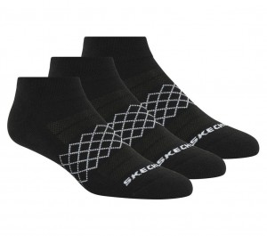 Black Skechers 3 Pack Diamond Quarter Women's Socks | KILH-94652