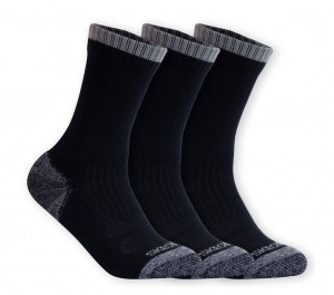 Black Skechers 3 Pack Half Terry Work Crew Women's Socks | UYAS-60928