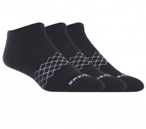 Black Skechers 3 Pack Low Cut Diamond Arch Men's Socks | YJOF-57389