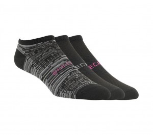 Black Skechers 3 Pack No Show Microfiber Women's Socks | UDCH-96780