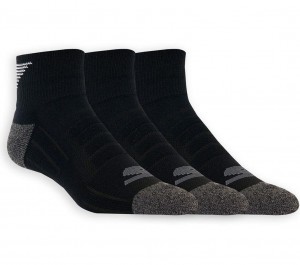 Black Skechers 3 Pack Quarter Crew Athletic Men's Socks | RTMH-80172