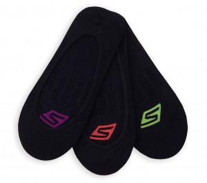 Black Skechers 3 Pack Sport Mesh No Show Liner Women's Socks | AHGL-06451