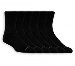 Black Skechers 6 Pack Unisex Half Terry Crew Women's Socks | WBFV-52961