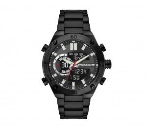 Black Skechers Analog Chrono Men's Watch | TLCU-34075