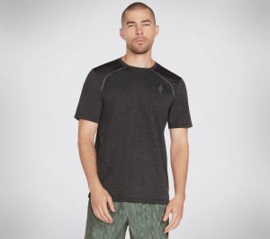 Black Skechers Apparel On The Road Men's T-Shirt | UQTM-57139