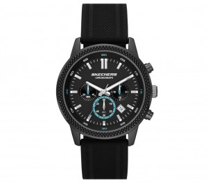 Black Skechers Clarkdale Chrono Men's Watch | VYJW-73628