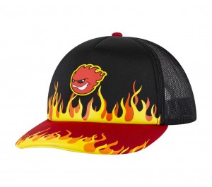 Black Skechers Flamin S Trucker Men's Hats | JWCM-02468