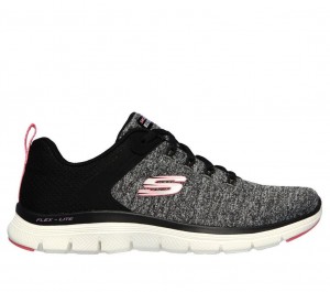 Black Skechers Flex Appeal 4.0 Women's Sneakers | ZPIV-59302