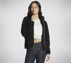 Black Skechers Go Snuggle Sherpa Women's Jackets | FEVP-18603