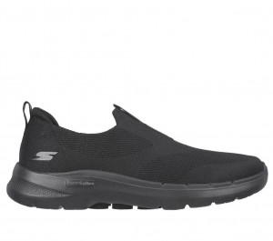 Black Skechers Go Walk 6 Men's Slip On | UOSZ-57812