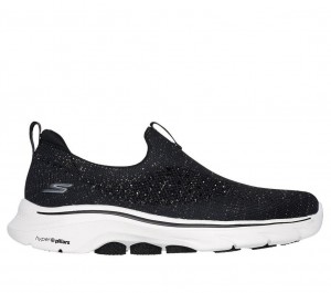 Black Skechers Go Walk 7 - Blink Women's Sneakers | MNRJ-74891