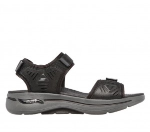 Black Skechers Go Walk Arch Fit Men's Sandals | LKSN-67140