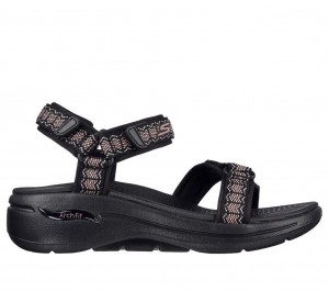 Black Skechers Go Walk Arch Fit - Affinity Women's Sandals | HCBO-98361