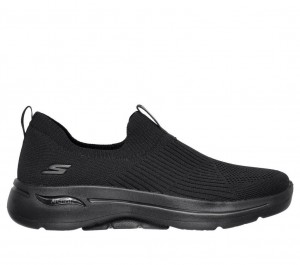 Black Skechers Go Walk Arch Fit - Iconic Women's Slip On | RYVT-27418