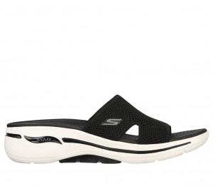 Black Skechers Go Walk Arch Fit - Worthy Women's Sandals | KLMC-20784