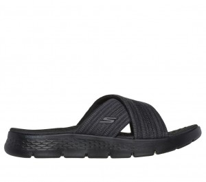 Black Skechers Go Walk Flex - Impressed Women's Sandals | OXGD-74965