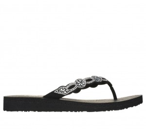 Black Skechers Meditation - Floral Candy Women's Sandals | QABK-25768