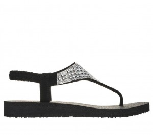 Black Skechers Meditation - Rockstar Women's Sandals | TQOM-02948