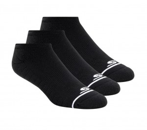 Black Skechers No Show Premium Basic - 3 Pack Men's Socks | XMER-48069