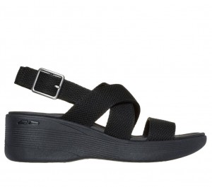 Black Skechers Pier-lite - Night Owl Women's Sandals | IJEY-82379