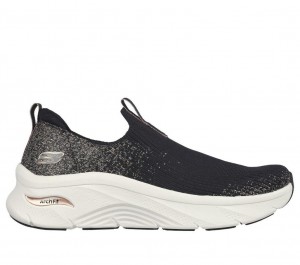 Black Skechers Relaxed Fit: Arch Fit D'lux - Glimmer Dust Women's Sneakers | QYCS-86950