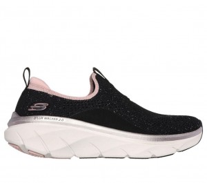 Black Skechers Relaxed Fit: D'lux Walker 2.0 - Sparkle Forever Women's Sneakers | RBUW-20413