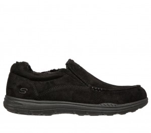 Black Skechers Relaxed Fit: Expected X - Larmen Men's Slip On | YRJO-19850