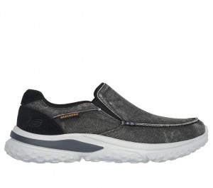 Black Skechers Relaxed Fit: Solvano - Varone Men's Slip On | GUXK-12687