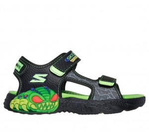 Black Skechers S Lights: Creature-splash Boys' Sandals | IBTY-67209