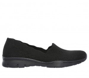 Black Skechers Seager - Stat Women's Flats | TPNU-26058