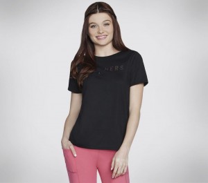 Black Skechers Shine Women's T-Shirt | DZVP-54672