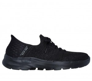 Black Skechers Slip-ins: Go Walk 6 - Lovely Day Women's Sneakers | KGYT-47839