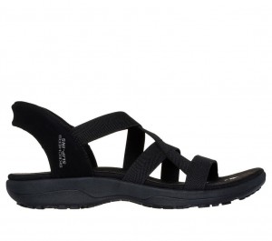 Black Skechers Slip-ins: Reggae Slim - Stretch Flex Women's Sandals | YUWP-15839