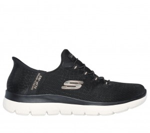 Black Skechers Slip-ins: Summits - Classy Night Women's Sneakers | WEAK-71089