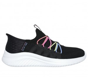 Black Skechers Slip-ins: Ultra Flex 3.0 - Bungee Fun Girls' Sneakers | JEUT-20157