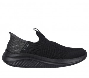 Black Skechers Slip-ins: Ultra Flex 3.0 - Smooth Step Boys' Sneakers | ZODP-46587