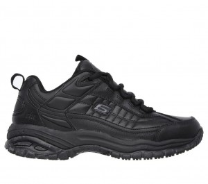 Black Skechers Soft Stride - Galley Men's Work Shoes | FRDV-13054