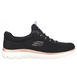 Black Skechers Summits - Cool Classic Women's Sneakers | HLKC-46218