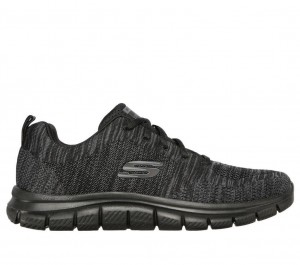 Black Skechers Track - Front Runner Men's Sneakers | CDNH-82934