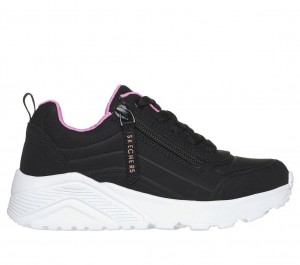 Black Skechers Uno Lite - Easy Zip Girls' Sneakers | JWCD-36451