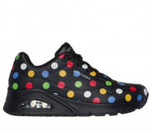 Black Skechers Uno - Spotted Air Women's Sneakers | KRZH-68370