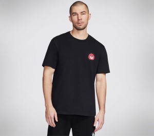 Black Skechers Vexx: Furry Men's T-Shirt | TZVI-95046