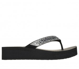 Black Skechers Vinyasa - Wild Daisies Women's Sandals | TRVC-23056