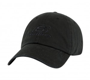 Black Skechers Washed Dad Men's Hats | NYLP-72801